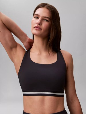 Calvin Klein Kadın Dar Kalıp Logo Detaylı Elastik Bel Bantlı Crop Lacivert Sporcu Sütyeni LVGWS6K346-CCI