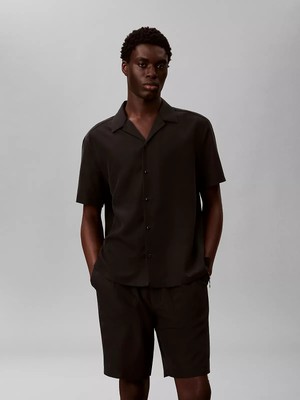 Calvin Klein Erkek Rahat Kalıp Pamuklu Kısa Kollu Siyah Gömlek LV04LF114G-UB1