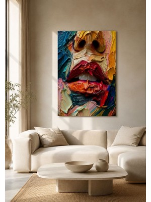 Artopio Ahşap Mdf Üzerine Uv Dijital Baskılı Renkli Soyut Kadın Yüzü Modern Duvar Tablosu
