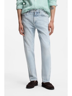 Boss Erkek Normal Kalıp Düz Paça Denim Mavi Jeans 50557527-429