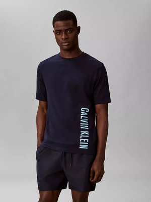 Calvin Klein Erkek Regular Fit Yuvarlak Yakalı Logo Detaylı Pamuklu Kısa Kollu Lacivert T-Shirt LV00NM3019-0PP