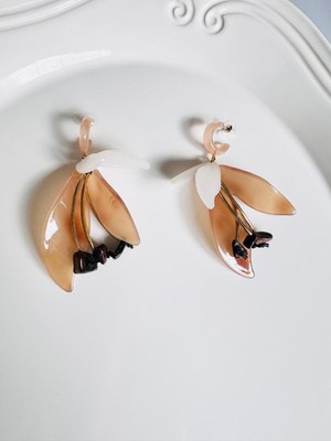 Devi Fashion Kemik Çiçek Uzun Küpe 9 cm