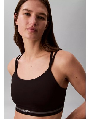 Calvin Klein Kadın Logo Detaylı Elastik Bel Bantlı Ince Ip Askılı Siyah Sporcu Sütyeni LVGWS6K345-UB1