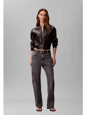 Calvin Klein Kadın Straight Fit Pamuklu Geniş Paçalı Pamuklu Denim Gri Jeans LV047F723G-SCO