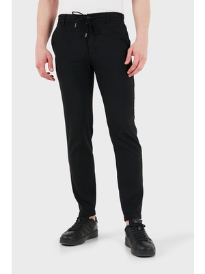 Boss Erkek Pamuklu Regular Fit Normal Bel Daralan Paça Siyah Pantolon 50557859-001