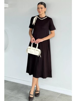 Gülseli Kadın Fular Aksesuarlı Elbise P-00021662