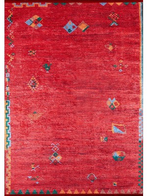Pera Halı Kiremit Kırmızı Geometrik Desenli Uşak Kilim Halı  - 1128OU
