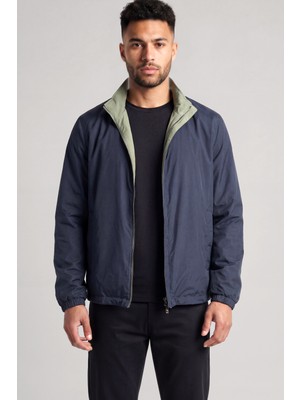 Paul & Shark Erkek Regular Fit Dik Yaka Fermuarlı Çift Taraflı Mavi Ceket 26412105-096
