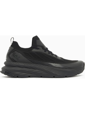 EA7 Erkek Bağcıklı Rahat Taban Logo Detaylı Deri Günlük Siyah1 Sneaker 7X000343 AF18639-MC513