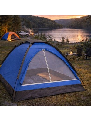 Roichil® 3 Kişilik Manuel Kamp Çadırı – Düz Kapılı Outdoor Aile, Doğa, Piknik ve Kamp Çadırı 200X150X110 cm