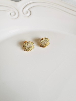 Devi Fashion Zirkon Taşlı Göz Gold Küpe 2 cm