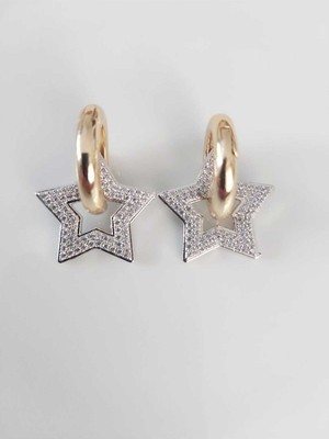 Devi Fashion Zirkon Taşlı Charmlı Yıldız Halka Küpe