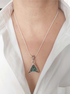 Devi Fashion Zümrüt Silver Renkli Kolye