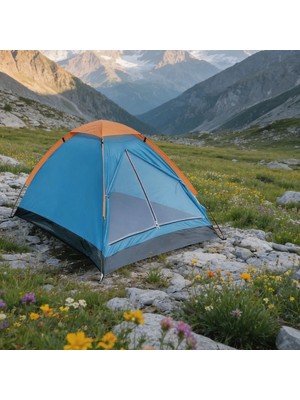 Roichil® 4 Kişilik Kamp Çadırı Manuel Kurulum Düz Kapılı Outdoor Dayanıklı Kamp Doğa Çadırı 200 x 200 x 110 cm