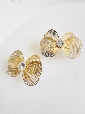 Devi Fashion Gold Telkari Çiçek Küpe 4 cm