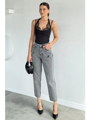 Gülseli Kadın Yüksek Bel Lazer Kesim Jean Kot Pantolon P-00021673