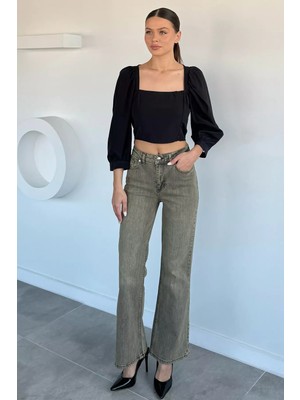 Gülseli Kadın Yıkamalı Bol Paça Jean Kot Pantolon P-00021672