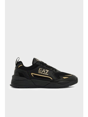 EA7 Erkek Marka Logolu Rahat Taban Bağıcıklı Siyah-Gold Sneaker 7X000308 AF18447-MZ177