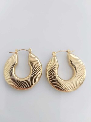 Devi Fashion Çelik Bombeli Gold Halka Küpe