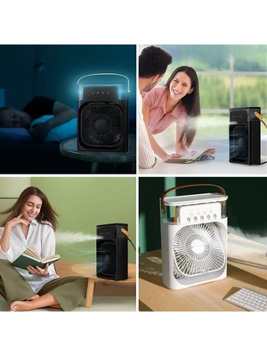 Roichil® Taşınabilir 3 Farklı Mod Ayarlı 7 Farklı LED Işıklı Sulu Soğutmalı Taşınabilir Masaüstü USB Fan Vantilatör
