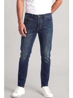 Emporio Armani Erkek Dar Kalıp Mikro Desenli Düşük Bel Denim Lacivert1 Jeans EM000668 AF24871-MB001