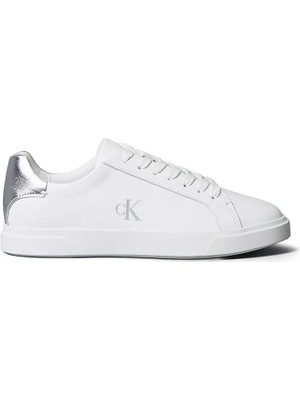 Calvin Klein Kadın Ck Logo Detaylı Düşük Bilekli Deri Beyaz Sneaker HW0HW02846-0K8