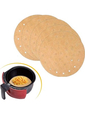 Roichil 100 Adet  Air Fryer Pişirme Kağıdı Tek Kullanımlık Hava Fritözü Yuvarlak Delikli Model