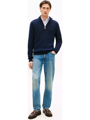 Tommy Hilfiger Erkek Straight Fit Geniş Paçalı Pamuklu Denim Mavi Jeans MW0MW42318-1BE