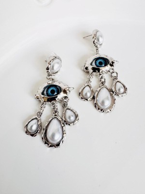 Devi Fashion Silver Sallantılı Inci Göz Küpe 6 cm