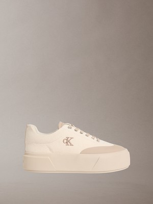 Calvin Klein Kadın Platform Taban Ck Logolu Bej Sneaker HW0HW02989-0GI