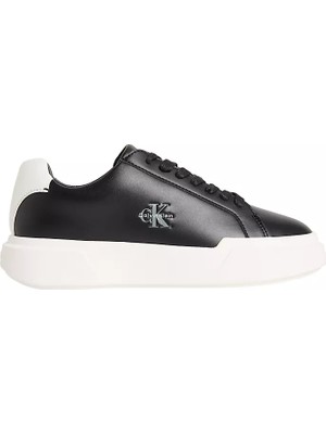 Calvin Klein Kadın Bağcıklı Rahat Taban Logo Detaylı Deri Günlük Siyah Sneaker YW0YW01947-06W