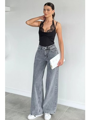 Gülseli Kadın Yüksek Bel Şık Duruşlu Palazzo Jean Kot Pantolon P-00021655
