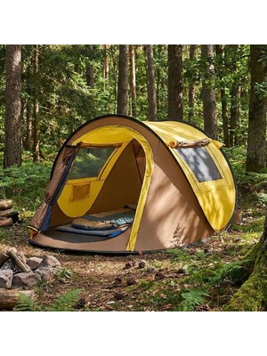 Roichil® 2 Kişilik Vagon Tipi Yarı Otomatik Kamp Çadırı – Çift Kapılı, Çift Pencereli, Hafif Taşınabilir Outdoor Doğa Çadırı 220X120X90 cm