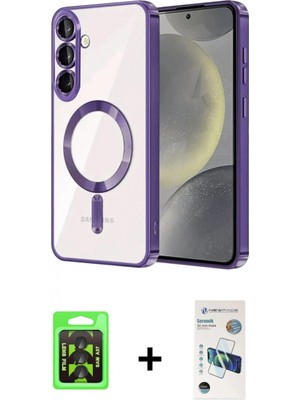 Marsilyan™- Galaxy A37 5g Kılıf Nova Işık Özel Seri - Şeffaf 3D Antistatik Seramik Nano Ekran Koruyucu + Raze Metal Kamera Lens - Sh