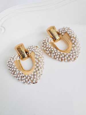 Devi Fashion Büyük Kalp Inci Küpe 6 cm