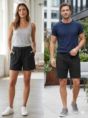 Rog Unisex %100 Pamuk Hambez Doğal Şort - Rahat ve Nefes Alan Tasarım - Bohem Stil