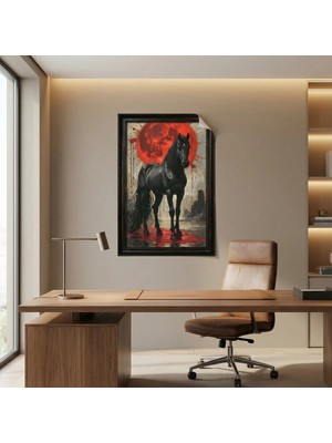 Akıllı Kağıt Statik Tutunma Özellikli Tablo - Poster At Hayvan (Model- 10)