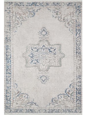Pera Halı Doğal Eskitme Gri Geometrik Halı - 1688OU