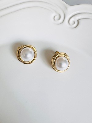 Devi Fashion Inci Sarmal Düğme Küpe 2 cm