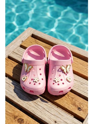 Remsa Çocuk Üst Çıkartma Detay Sandalet Terlik 300-3 Açık Pembe
