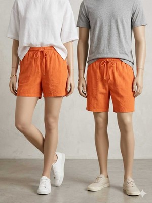 Rog Unisex %100 Pamuk Hambez Doğal Şort - Rahat ve Nefes Alan Tasarım - Bohem Stil