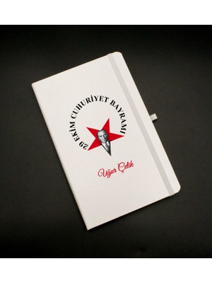 As Gift Kişiye Özel 29 Ekim Yıldız Baskılı Beyaz Defter