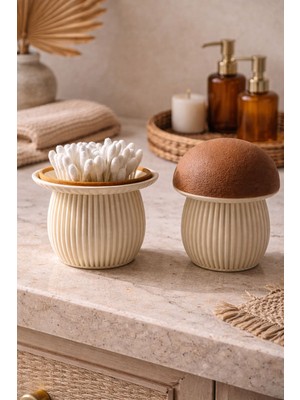 Msv Studio 3d Minimal Mantar Organizer (1ADET)| Çok Amaçlı Pamukluk & Dekoratif Kutu | Banyo & Makyaj Düzenleyici