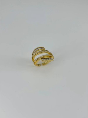 Mudanis 14 K Gold Kaplama Zirkon Taşlı Yüzük