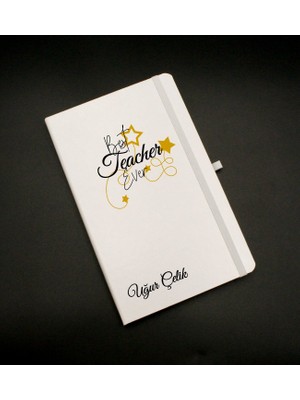 As Gift Kişiye Özel Best Teacher Ever Baskılı Beyaz Defter
