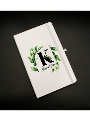 As Gift Kişiye Özel Baş Harf ve Isim Baskılı Beyaz Defter