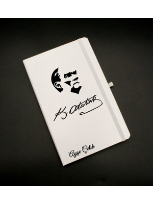 As Gift Kişiye Özel Atatürk Imzası Baskılı Beyaz Defter