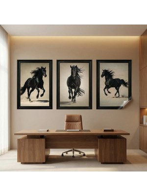 Akıllı Kağıt Statik Tutunma Özellikli Tablo - Poster At Hayvan (Model- 11)