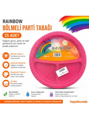 Borapack 3 Gözlü Plastik Tabak 25 Adet Pembe
