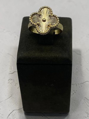 Xuping Jewelry Altın Kaplama Ayarlanabilir Yonca Yüzük - Kararmaz Şans Temalı Vıp Takı